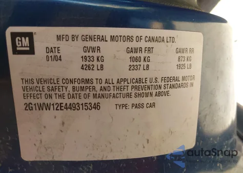 2004 Chevrolet Monte Carlo Ls z USA, uszkodzony, nr VIN 2G1WW12E449315346